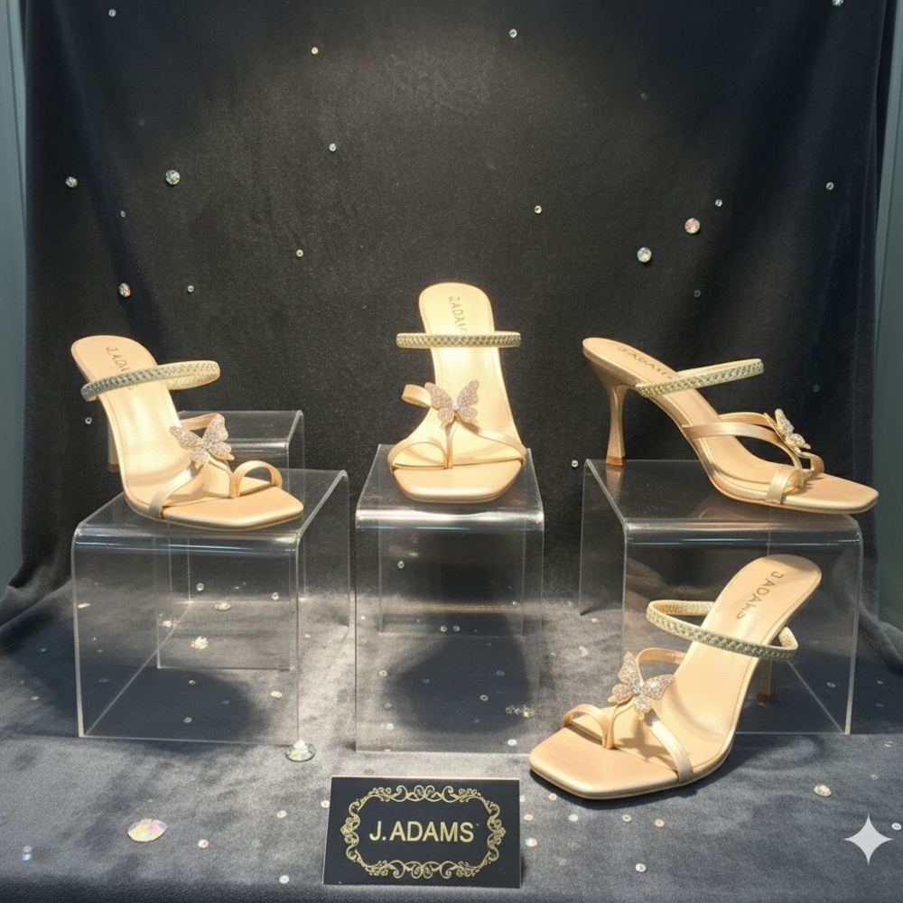 🌟SALE🌟J. Adams "Audry" Gold Butterfly Accent Women's Heeled Sandals